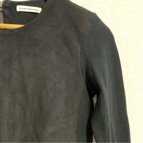 Club Monaco Black Faux Suede Long Sleeve Crop Top - Picture 11 of 12